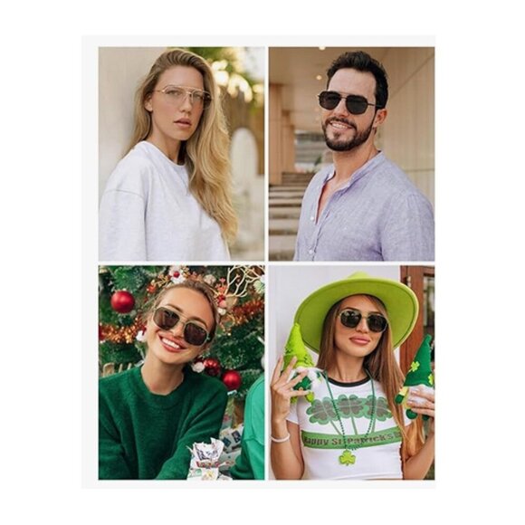 SOJOS Trendy Aviator Sunglasses UNISEX Retro Double Bridge Metal 1191 c2 NWOT - Picture 6 of 6